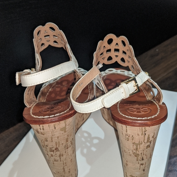 Tory Burch Nori White Leather Wedge Sandal 8.5 - Picture 4 of 13